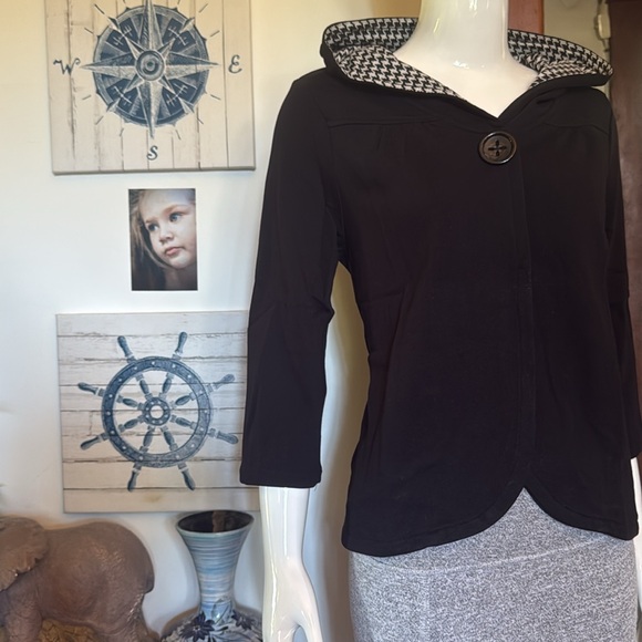 NWT northern reflections size small cotton Black Jacket with Houndstooth Lining - Picture 2 of 6